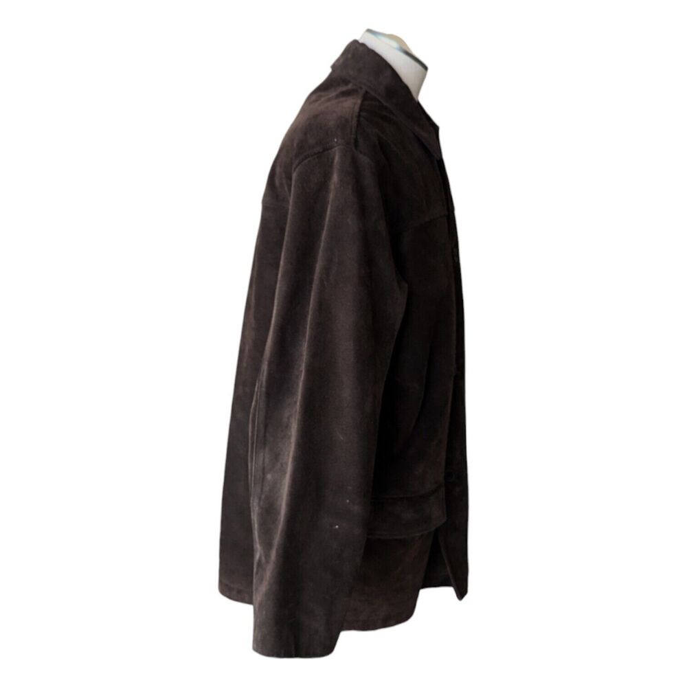 Banana Republic Sz XL Men's Vintage Brown Suede Leather Jacket Shacket Lined EUC - Picture 2 of 15